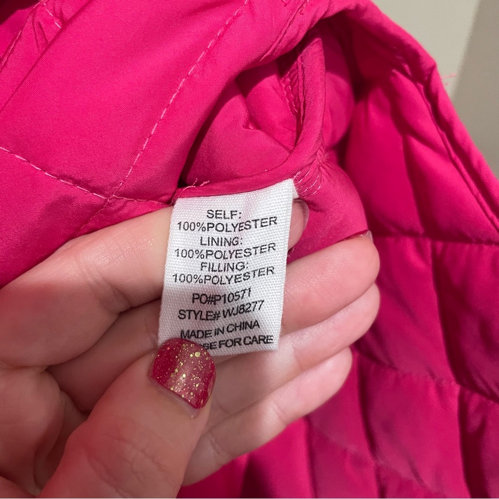 Timing Ruffle Cap Sleeve Quilted Midi Jacket Hot Pink Women’s Size Small New - Picture 12 of 12